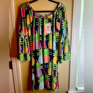 SIMPLY SOUTHERN tropical dress with pineapple print. XXL